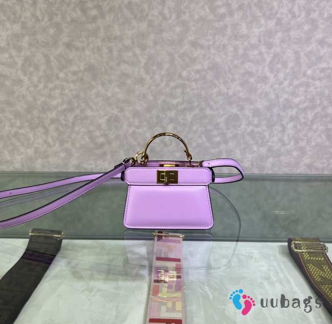 Uubags Fendi micro Peekaboo purple bag nappa leather miniature 11x8x8cm - 1