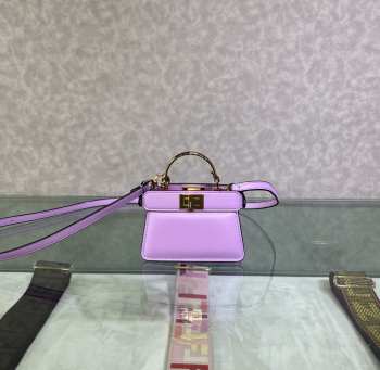 Uubags Fendi micro Peekaboo purple bag nappa leather miniature 11x8x8cm