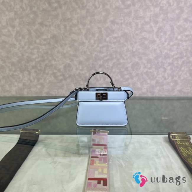 Uubags Fendi micro Peekaboo light blue bag nappa leather miniature 11x8x8cm - 1