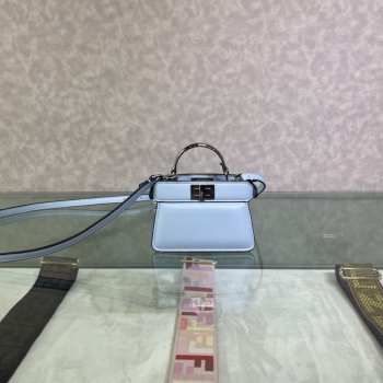 Uubags Fendi micro Peekaboo light blue bag nappa leather miniature 11x8x8cm