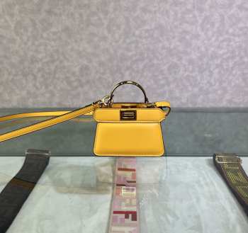 Uubags Fendi micro Peekaboo yellow bag nappa leather miniature 11x8x8cm