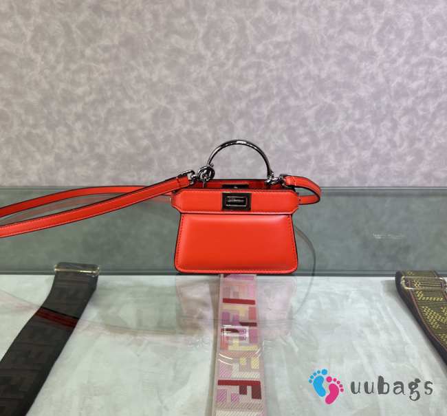 Uubags Fendi micro Peekaboo red bag nappa leather miniature 11x8x8cm - 1