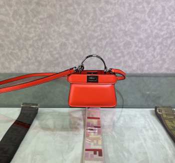 Uubags Fendi micro Peekaboo red bag nappa leather miniature 11x8x8cm