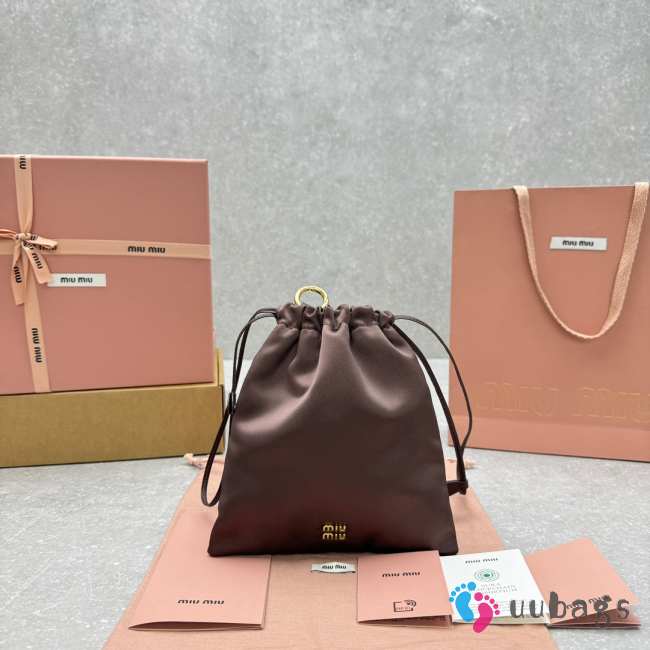 Uubags Miu Miu Brown Cocoa Satin Pouch 18x20cm - 1