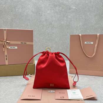 Uubags Miu Miu Red Satin Pouch 18x20cm