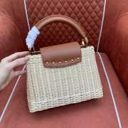 Uubags Louis Vuitton M26025 Capucines BB Bag Rattan And Cowhide In Brown 18x27x9cm - 5