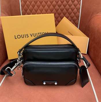 Uubags Louis Vuitton M13987 nylon bag black calfskin 25x17.5x11cm