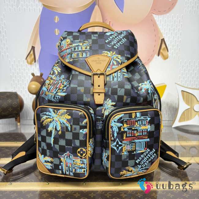 Uubags Louis Vuitton N40755 Montsouris Cargo Backpack Damier Marina Blue 34x40x17cm - 1