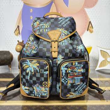 Uubags Louis Vuitton N40755 Montsouris Cargo Backpack Damier Marina Blue 34x40x17cm