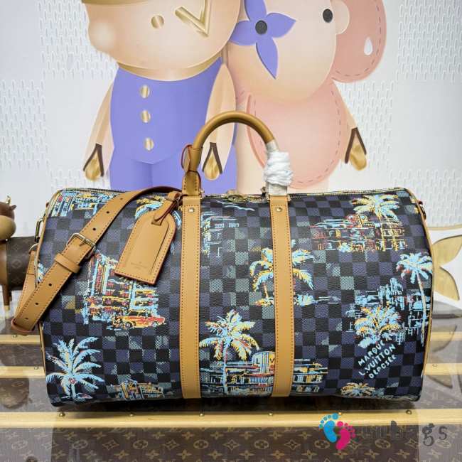 Uubags Louis Vuitton N00227 Keepall Bandoulière Bag Marine Blue 50x29x23cm - 1