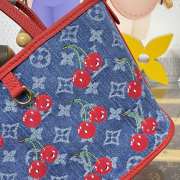 Uubags Louis Vuitton M14997 Neverfull Inside Out BB LV x TM bag monogram denim with cherry motif 26.5x16.5x11cm - 2