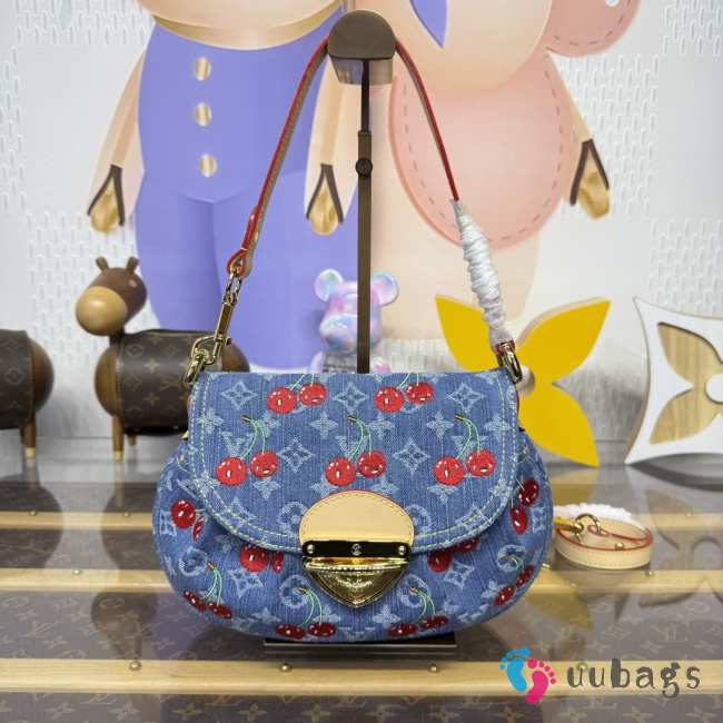 Uubags Louis Vuitton M13680 Sunset LV x TM bag monogram denim with cherry motif 27x18x3cm - 1