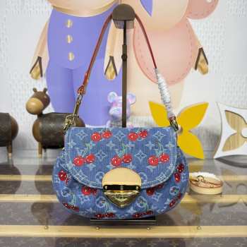 Uubags Louis Vuitton M13680 Sunset LV x TM bag monogram denim with cherry motif 27x18x3cm