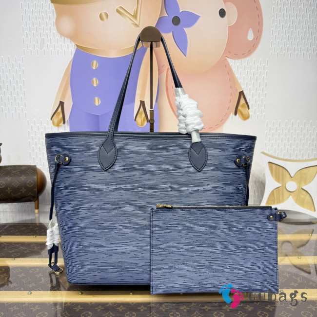 Uubags Louis Vuitton M14856 Neverfull MM Bag Denim Blue 31x28x14cm - 1