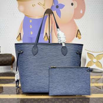 Uubags Louis Vuitton M14856 Neverfull MM Bag Denim Blue 31x28x14cm