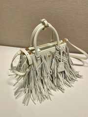 Uubags Prada Galleria small leather bag with fringe in white 24.5x18.5x11cm - 2