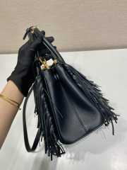 Uubags Prada Galleria small leather bag with fringe in black 24.5x18.5x11cm - 6