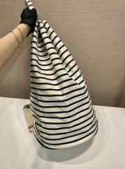 Uubags Prada Striped canvas drawstring duffel bag ivory/blue 34x55x34cm - 5