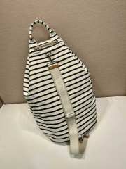 Uubags Prada Striped canvas drawstring duffel bag ivory/blue 34x55x34cm - 4