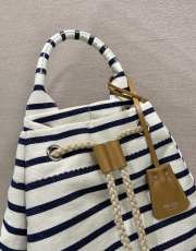 Uubags Prada Striped canvas drawstring duffel bag ivory/blue 34x55x34cm - 2