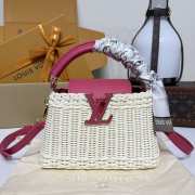 Uubags Louis Vuitton M26005 Capucines Mini Rattan And Cowhide Bag In Pink 14x21x8cm - 6