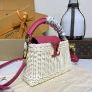 Uubags Louis Vuitton M26005 Capucines Mini Rattan And Cowhide Bag In Pink 14x21x8cm - 4