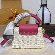 Uubags Louis Vuitton M26005 Capucines Mini Rattan And Cowhide Bag In Pink 14x21x8cm - 5