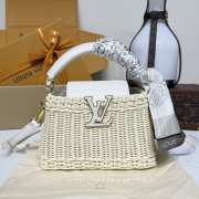 Uubags Louis Vuitton M26004 Capucines Mini Rattan And Cowhide Bag In White 14x21x8cm - 5