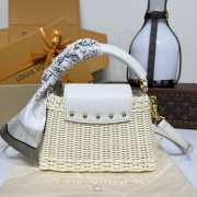 Uubags Louis Vuitton M26004 Capucines Mini Rattan And Cowhide Bag In White 14x21x8cm - 3