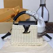 Uubags Louis Vuitton M26003 Capucines Mini Rattan And Cowhide Bag In White 14x21x8cm - 5