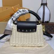 Uubags Louis Vuitton M26003 Capucines Mini Rattan And Cowhide Bag In White 14x21x8cm - 3