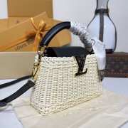 Uubags Louis Vuitton M26003 Capucines Mini Rattan And Cowhide Bag In White 14x21x8cm - 4