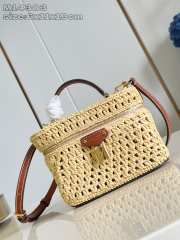 Uubags Louis Vuitton M14303 Vanity Chain Pouch Bag Natural Tan Brown Raffia Brush 19x6.5x11.5cm - 1