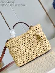 Uubags Louis Vuitton M14303 Vanity Chain Pouch Bag Natural Tan Brown Raffia Brush 19x6.5x11.5cm - 5