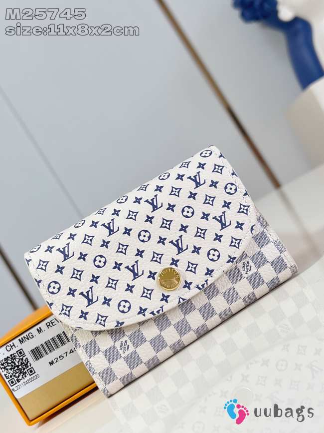 Uubags Louis Vuitton M25745 Rosalie Coin Purse Damier Azur Calfskin 11x8x2.5cm - 1