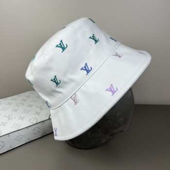 Uubags Louis Vuitton M7978L Blason Shading Denim Bucket Double Sided Hat In White