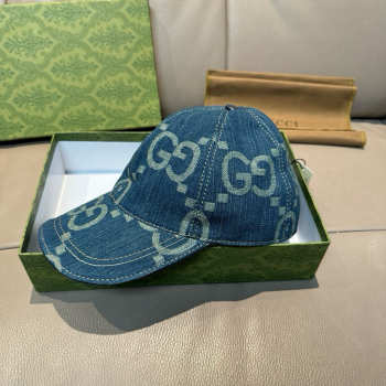 Uubags Gucci Original GG baseball denim cap dark blue
