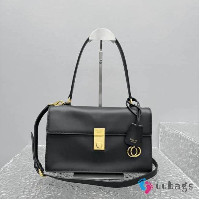 Uubags Prada Soft Sound medium leather bag in black 28x16x10cm - 1