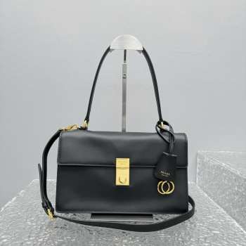Uubags Prada Soft Sound medium leather bag in black 28x16x10cm
