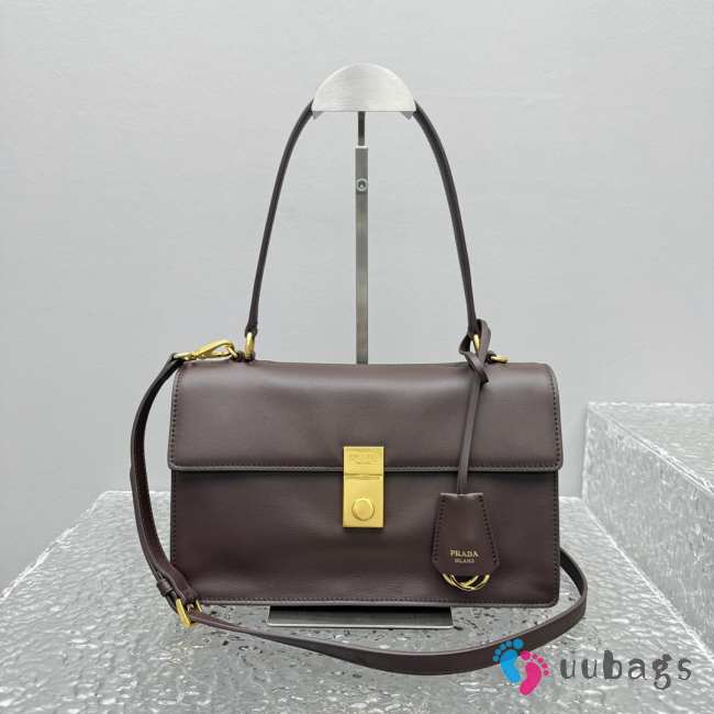 Uubags Prada Soft Sound medium leather bag in dark brown 28x16x10cm - 1