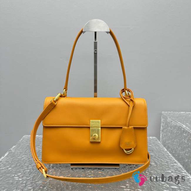 Uubags Prada Soft Sound medium leather bag in amber 28x16x10cm - 1