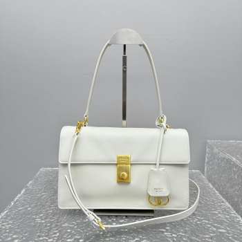 Uubags Prada Soft Sound medium leather bag in white 28x16x10cm