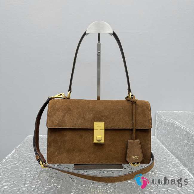 Uubags Prada Soft Sound medium suede bag in cocoa brown 28x16x10cm - 1