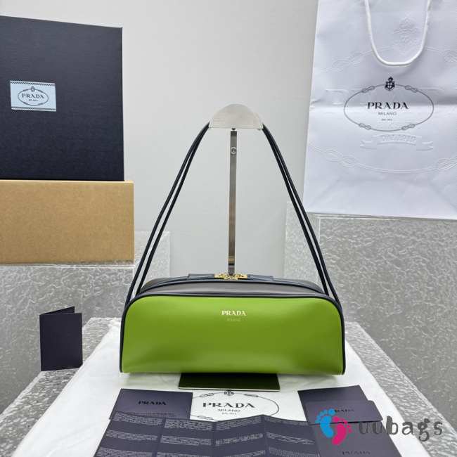 Uubags Prada Swing smooth leather shoulder bag fern green/ebony/baltic blue 28x11.5x10cm - 1