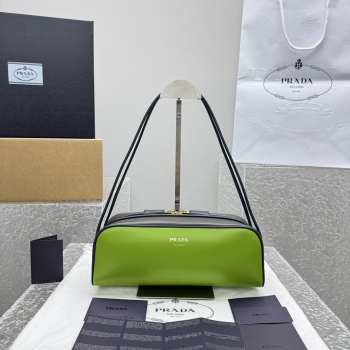 Uubags Prada Swing smooth leather shoulder bag fern green/ebony/baltic blue 28x11.5x10cm