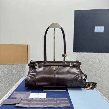 Uubags Prada Dark Brown Bonnie Medium Handbag 32x15x13cm