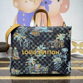 Uubags Louis Vuitton N00218 Shopper Tote MM Bag Marina Blue 40x32x16cm