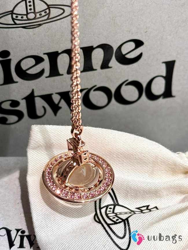 Uubags Vivienne Westwood Small Orb Necklace Pendant Clear Pink Gold  - 1