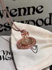 Uubags Vivienne Westwood Small Orb Necklace Pendant Clear Pink Gold  - 6