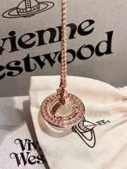 Uubags Vivienne Westwood Small Orb Necklace Pendant Clear Pink Gold  - 4